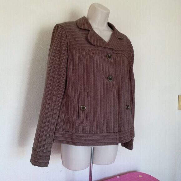 Christopher & Banks Women's Size S Cotton Stretch Brown 2-Button Twill Blazer - Picture 6 of 12